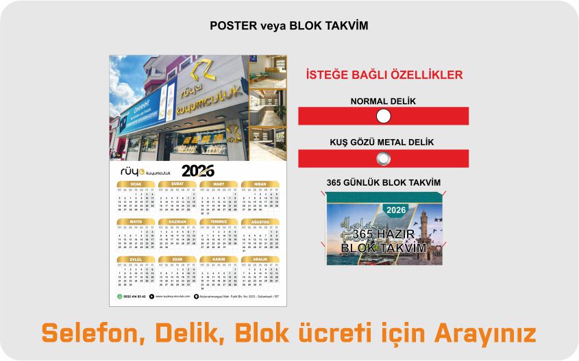 Poster ve Blok Takvim Görseli